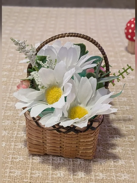 Handmade Little Artificial Flower Basket - Picture 3 of 6